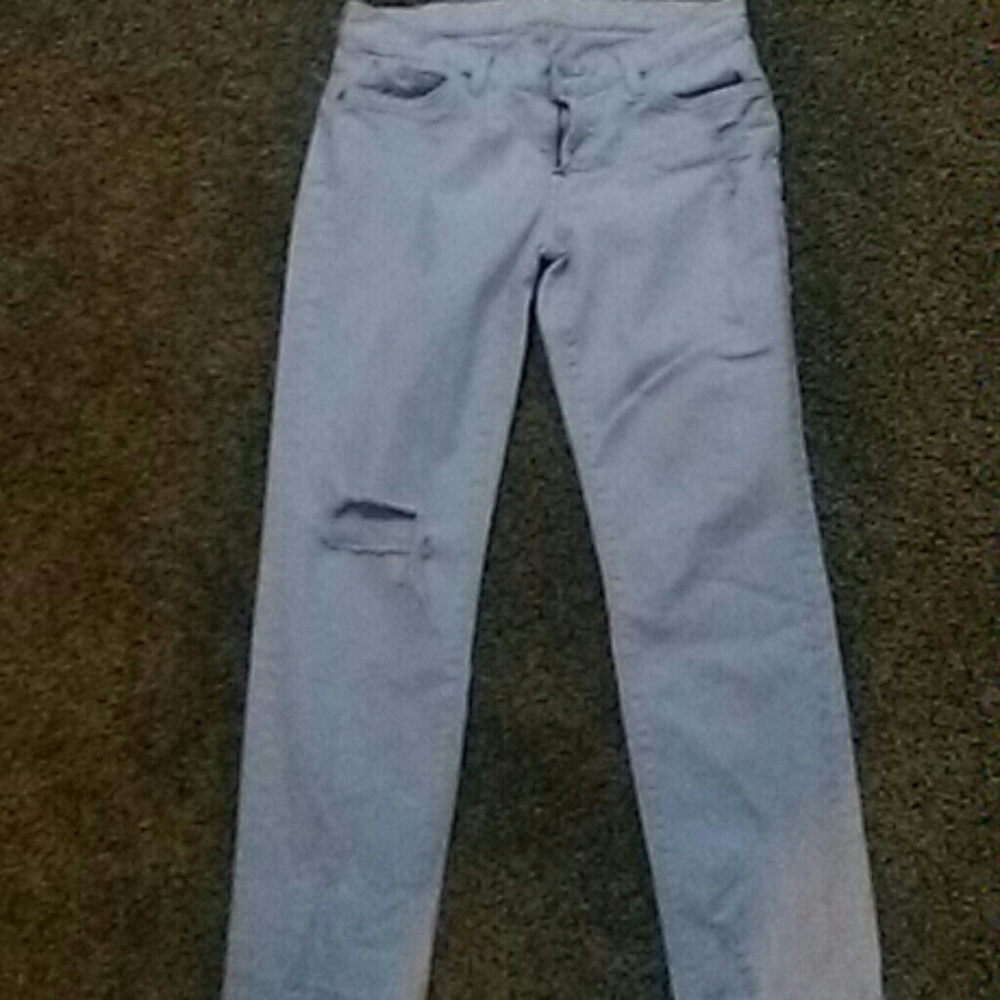 Lavender 7 For All Mankind distressed skinny jeans